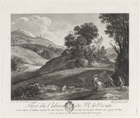 KG 14761
<br/>
Landschap met jachtpartij
<br/>
<em>Couché, Jacques (1750 - >1802 )</em>